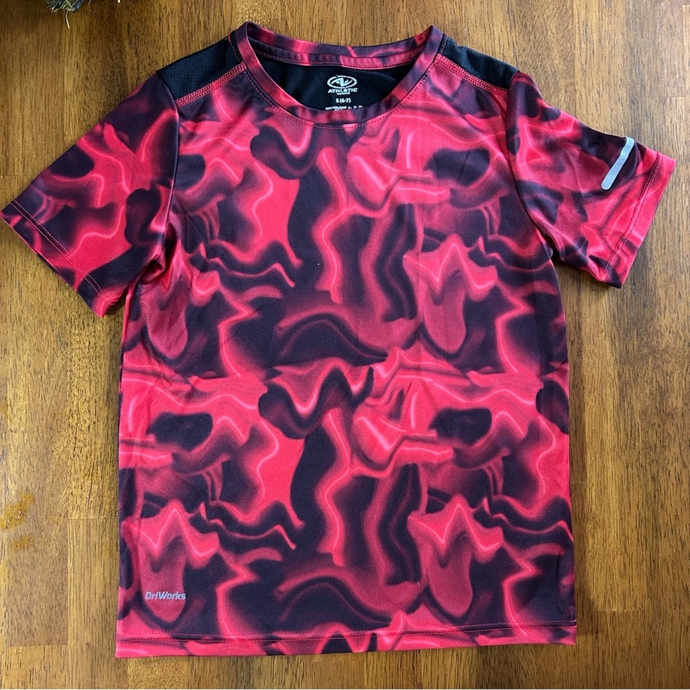 Dri-Fit Athletic Tee Red Flame | Boys S (6/7) | Athletic Works Performance Shirt